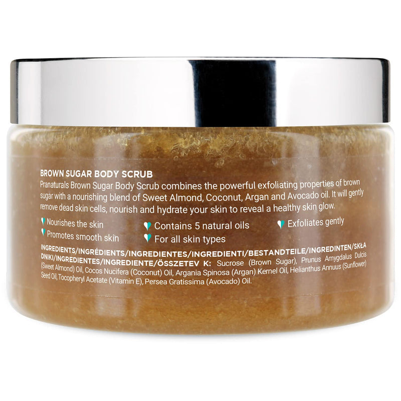 PraNaturals Brown Sugar Body Scrub - Natural Exfoliating Body Scrub - Gently Removes Dead, Dry Skin Cells - 280g - BeesActive Australia