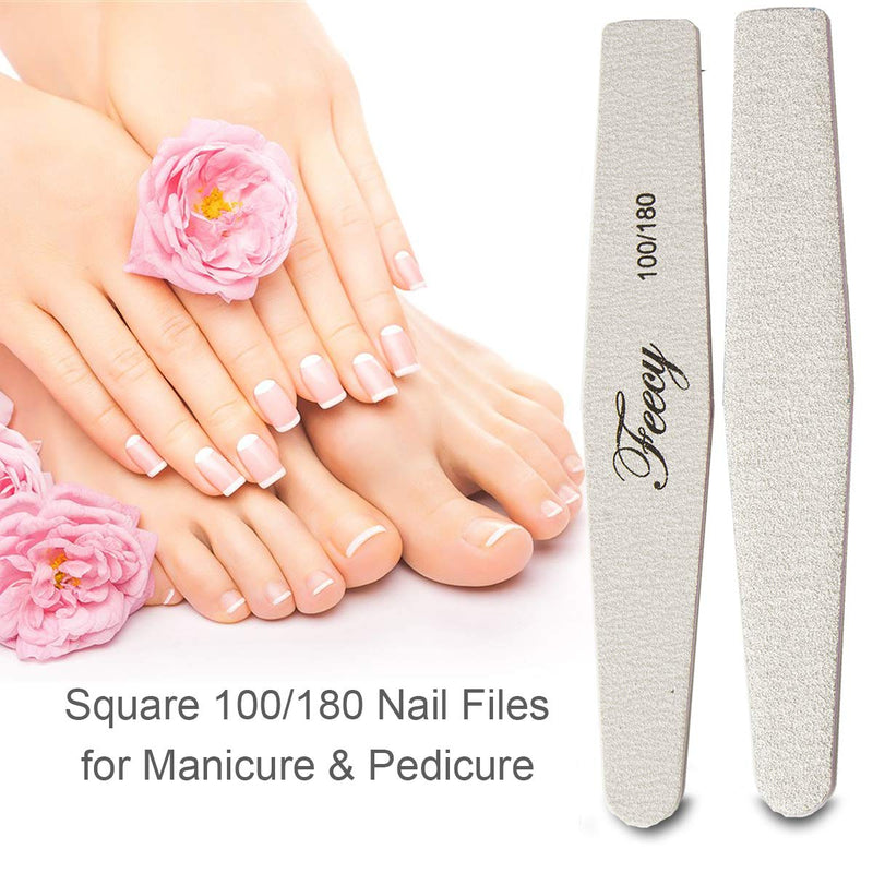 NF03 Square Nail File for Acrylic Nails Natural Nails 100 180 Nail File Professional Emery Board Nail Buffering Files Bulk (Pack of 25 pcs)… - BeesActive Australia