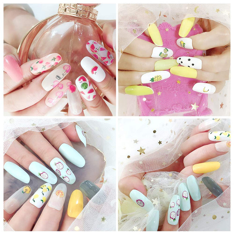 20 Sheets Summer Nail Art Stickers,Fruits Ice Cream Shells Nail Decals Self-Adhesive Tips DIY Nail Art Design Color02 - BeesActive Australia