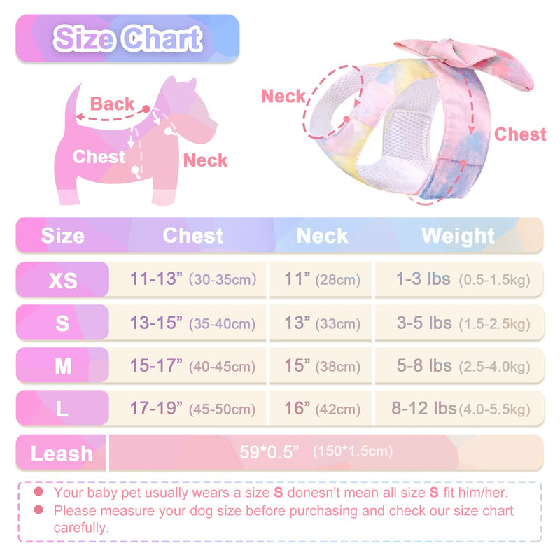 PETCARE Cute Bow Tie Dog Harness and Leash Set Elegant Rainbow Gradient Puppy Harness No Pull Soft Mesh Pet Cat Dog Vest Harnesses for Small Dogs Cats M (Suggest 5-8 lbs) Yellow - BeesActive Australia