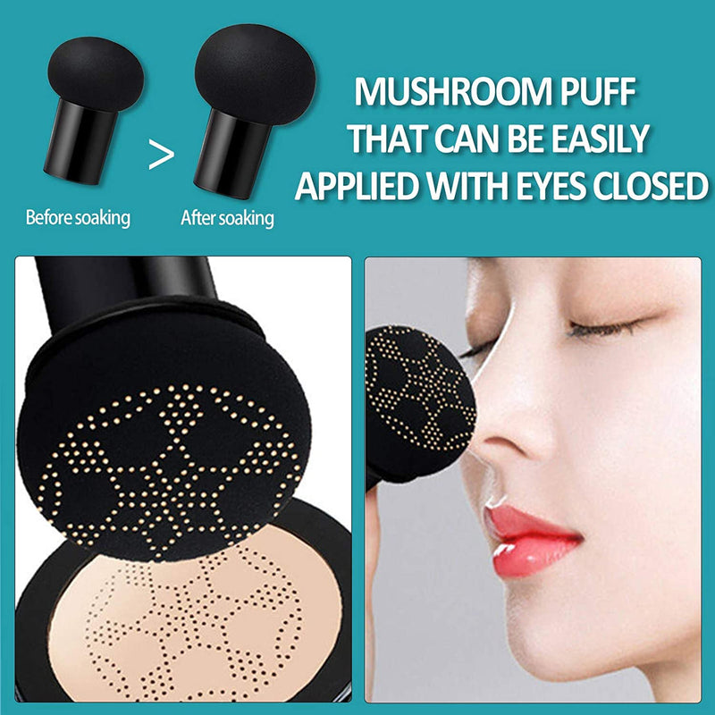 Mushroom Head Air Cushion BB Cream,Concealer Lasting Nude Makeup Moisturizing Pigment BB Liquid Foundation, Even Skin Tone Makeup Base Primer - BeesActive Australia