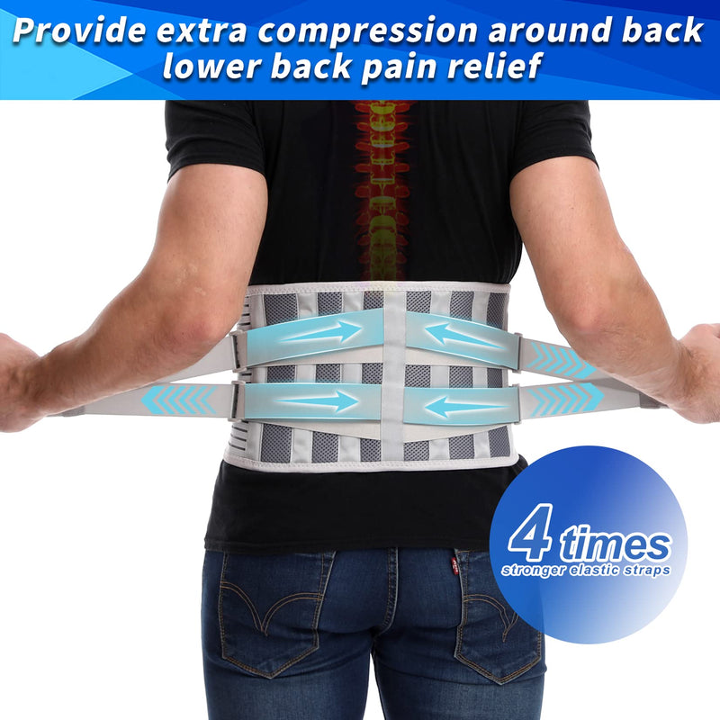 Back Support Belt Add Lumbar Pad for Men & Women, Back Brace with 6 Stays and Lower Back Pain Relief Removable, Breathable Anti-skid lumbar support belt for Herniated Disc, Sciatica, Scoliosis Medium(Fit waist:30"-37") - BeesActive Australia