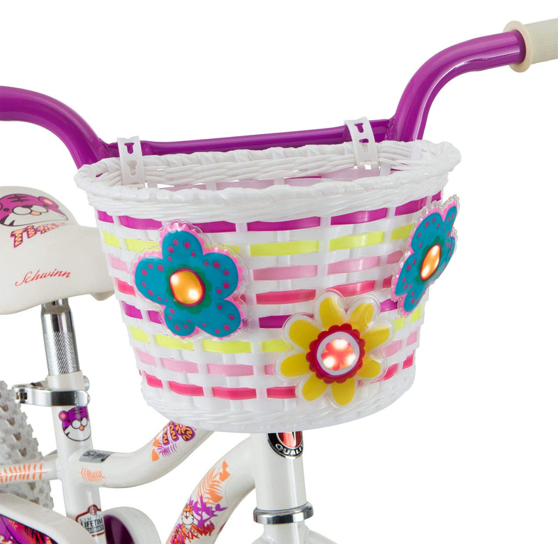 Schwinn Girls Bicycle Basket, Kids Front Bike Accessory Light-up Flowers - BeesActive Australia