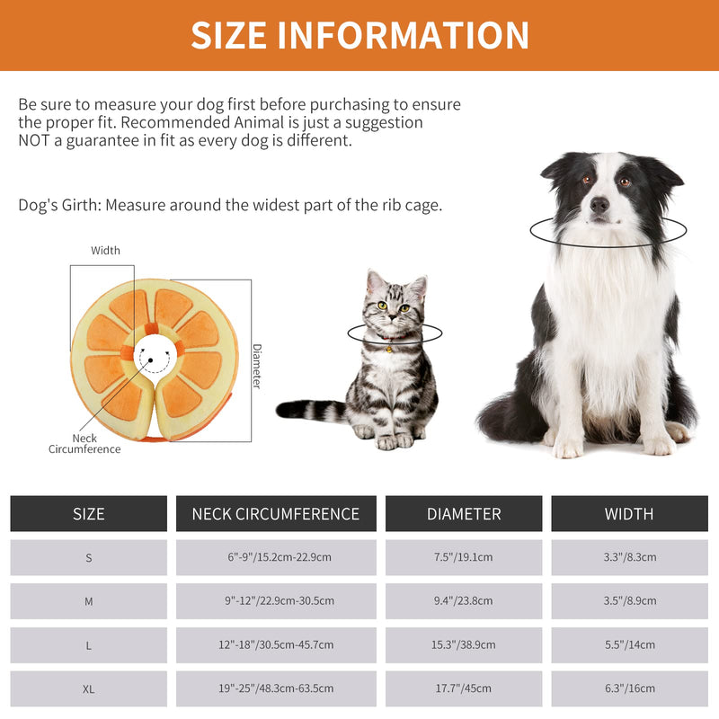 IEUUMLER Inflatable Recovery Dog Collar – Protective Comfortable Adjustable Neck Donut Cone Not Block Vision for Dogs and Cats Prevent from Biting and Licking EU002 L (Neck:12"-18") Orange - BeesActive Australia