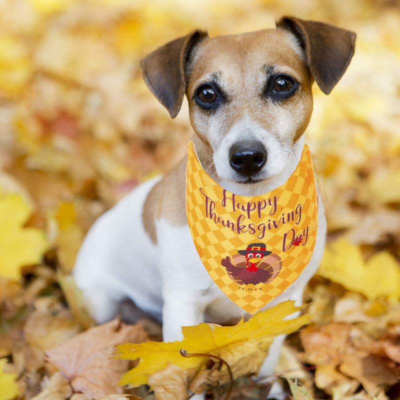 ADOGGYGO Thanksgiving Dog Bandana Fall Autumn Pet Bandana Reversible Triangle Bibs Scarf Accessories for Dogs Cats Pets Yellow & White - BeesActive Australia