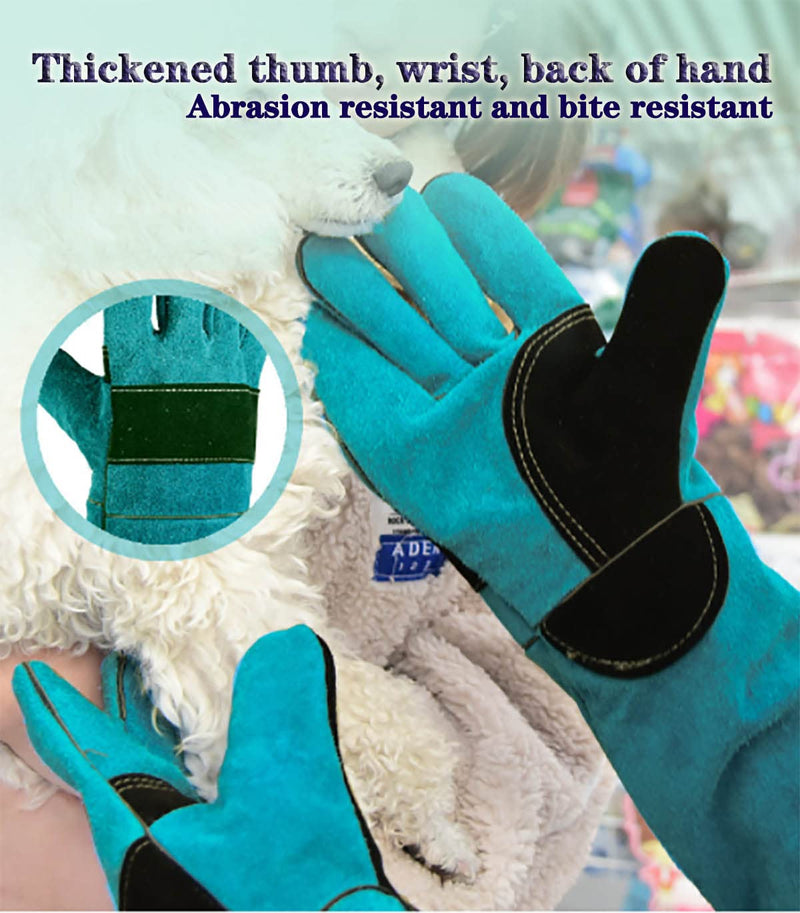 Animal Handling Glove Anti Scratch Protective Gloves for Training Dogs Cat Bird Snake Parrot Lizard Wild Animals Reptiles - Bite Resistant Gloves (Blue) - BeesActive Australia