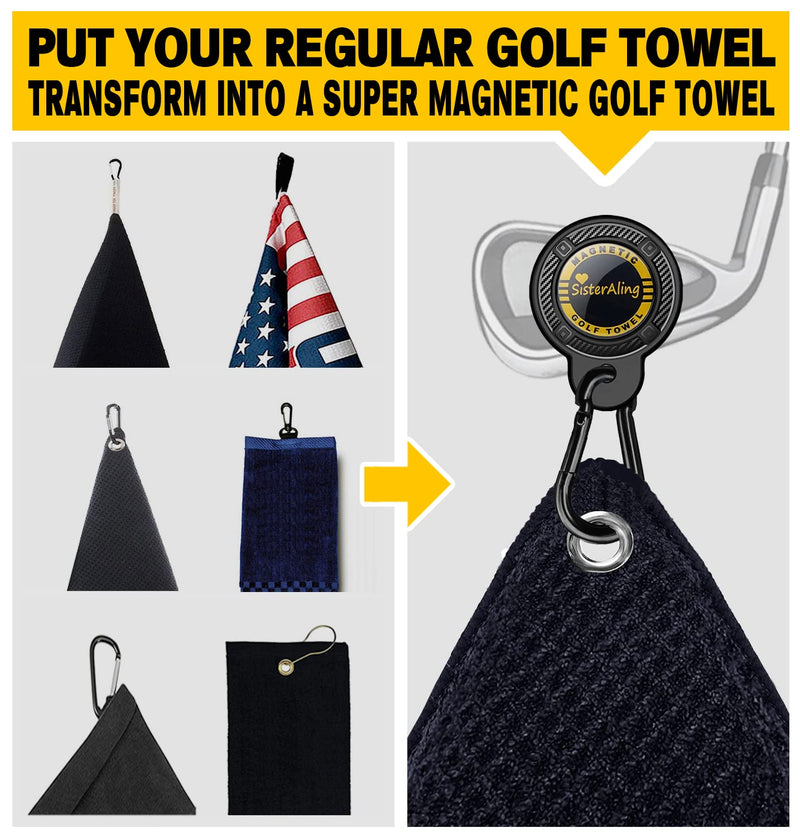 SisterAling Magnetic Clip for Golf Towel,Removable Industrial Magnetic Accessories Design for Strong Hold to Golf Carts or Clubs (Black, 2) Black - BeesActive Australia