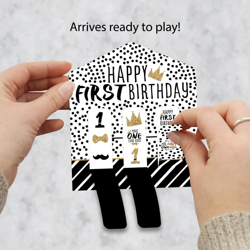 Big Dot of Happiness 1st Birthday Little Mr. Onederful - Boy First Birthday Party Game Pickle Cards - Pull Tabs 3-in-a-Row - Set of 12 - BeesActive Australia