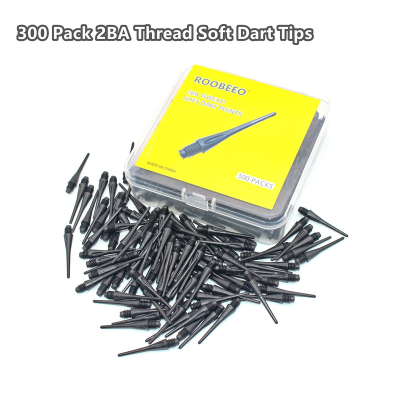 ROOBEEO 2BA Thread Plastic Tip Dart Points 300 Pack Soft Dart Tips Replacement Dart Accessories-Black - BeesActive Australia