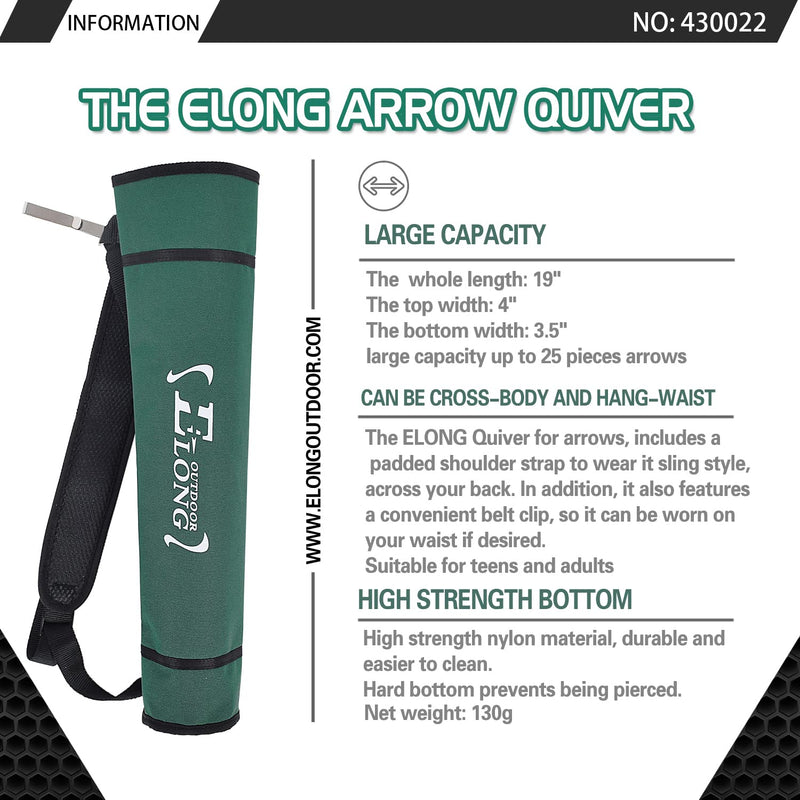 Elong Adjustable Archery Back Arrow Quiver Holder - Upgraded Quiver Arrows for Compound Recurve Bow and Hunting Target Practicing Youth and Adults Greed - BeesActive Australia