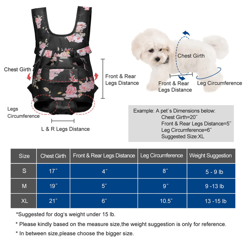 Petmolico Pet Dog Carrier Backpack, Adjustable Dog Legs-Out Front Backpack, Hands-Free Cat Pup Front Carrier Travel Bag, Easy-fit for Traveling Hiking for Small Medium Dogs Pink Rose - BeesActive Australia