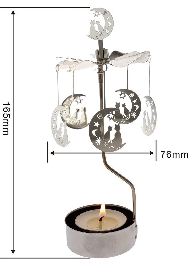 HOKHBCW Rotary Candle Holder Spinning Candleholder Metal Small Gift (Moon+cat) - BeesActive Australia