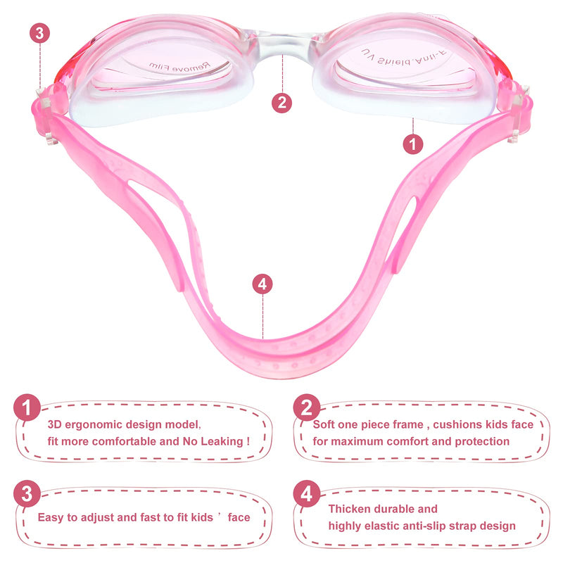 4 Pieces Swim Cap Kids Unicorn Silicone Waterproof Age 2-12 Cute Swim Caps with Goggles for Long and Short Hair Kids Children Boys Girls Toddler at Beach Pool Fun Lessons - BeesActive Australia