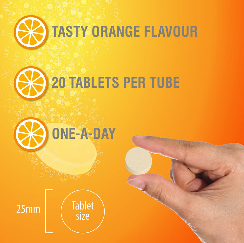 Vitamin C 1000mg & Zinc 15mg Orange Flavour Effervescent Tablets by Club Vits (4 Tubes of 20 Tablets) 20 Count (Pack of 4) - BeesActive Australia