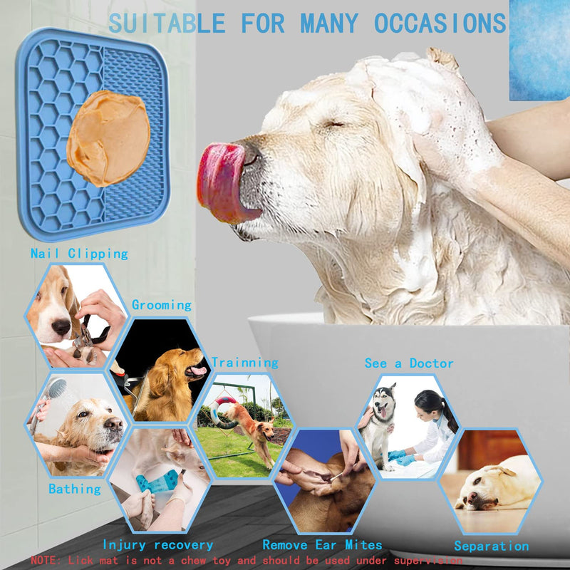 Kabetig Silicone XL Dog Lick Mat with Suction Cups - Dog Licking Mat/Pad for Anxiety and Boredom Relief - Alternative to Slow Feeder Dog Bowl - Use for Food/Treats/Yogurt/Peanut Butter Large(11.8*11.8 inches) Blue - BeesActive Australia