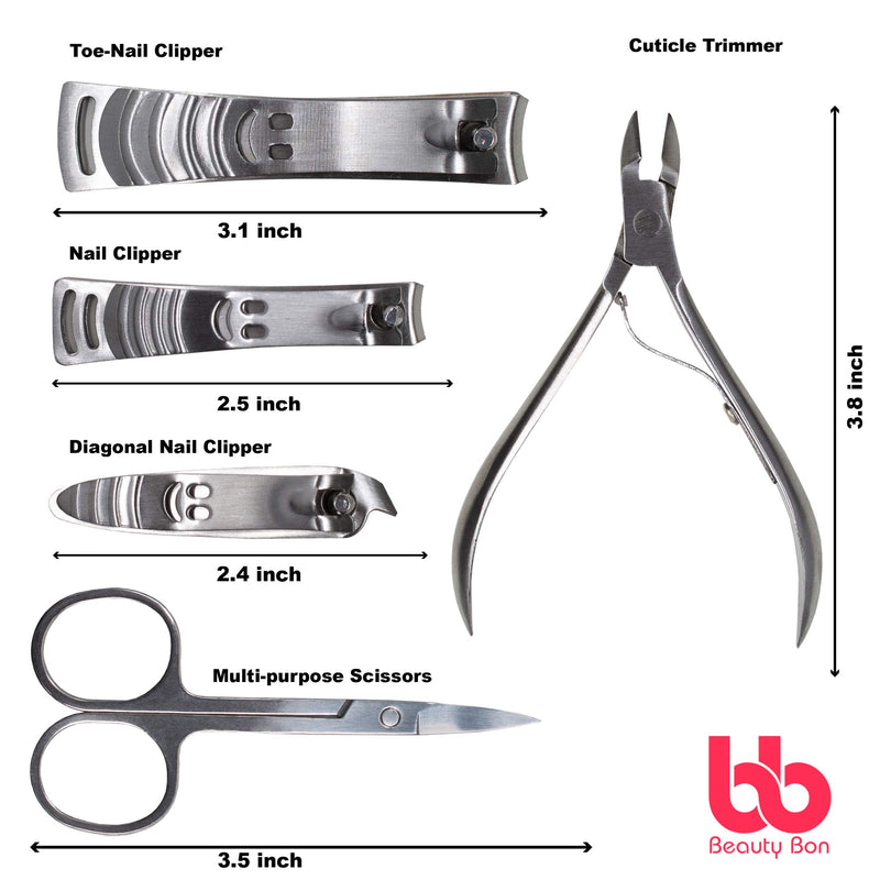 Manicure Pedicure Set Nail Clippers - 10 Piece Stainless Steel Manicure Kit - tools for nail, Cutter Kits Includes Cuticle Remover with Portable Travel Case Kit 2 - BeesActive Australia