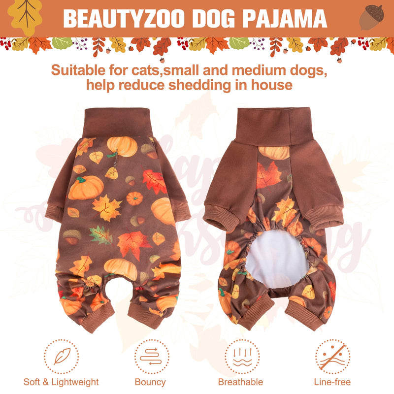 BEAUTYZOO Dog Pajamas Girl Boy Plaid Dog Pjs Puppy Clothes Hair Shedding Cover Doggie Oneies Cat Pjs Doggy Jammies for Autumn Winter Medium Brown - BeesActive Australia