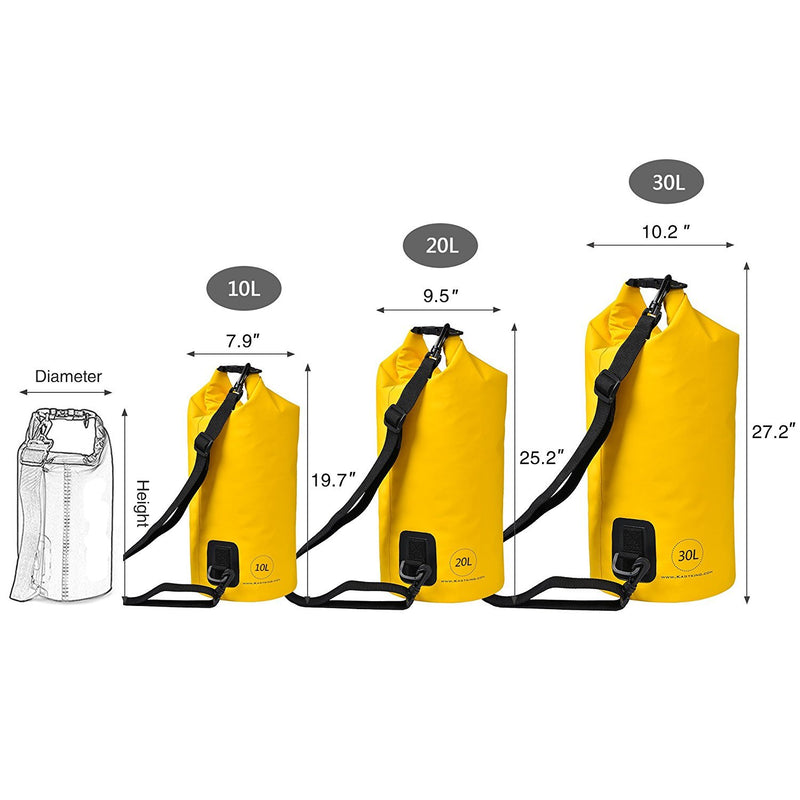 [AUSTRALIA] - KastKing Dry Bags, 100% Waterproof Storage Bags, Military Grade Construction for Swimming, Kayaking, Boating, Hiking, Camping, Fishing, Biking, Skiing. B:Yellow 10L 