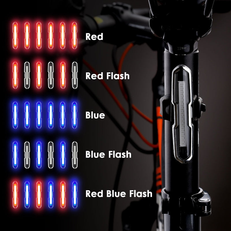 CANWAY Bike Tail Light, Ultra Bright Bike Light USB Rechargeable, LED Bicycle Rear Light, Waterproof Helmet Light, 5 Light Mode Headlights with Red & Blue for Cycling Safety Flashlight Light Color-2 - BeesActive Australia