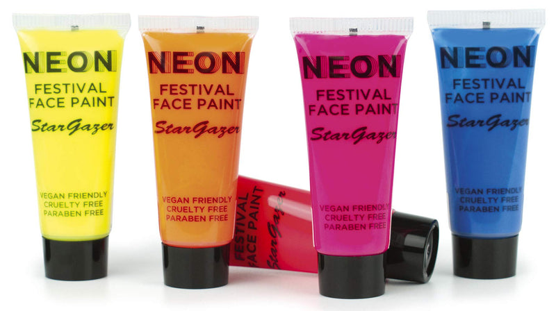 Stargazer Neon UV-Reactive Festival Face and Body Paint, Sweat Proof Vibrant Colour, Blue Neon Blue - BeesActive Australia
