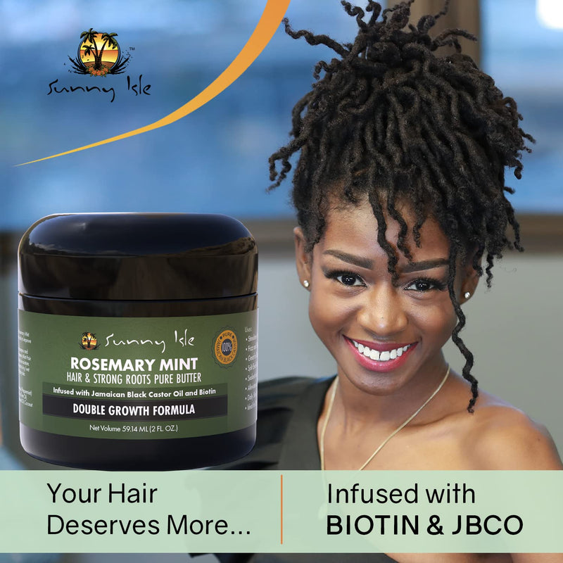 Sunny Isle Rosemary Mint Hair and Strong Roots Butter 2oz | Infused with Biotin & Jamaican Black Castor Oil | Strengthen and Nourish Hair Follicles | Dry Scalp, Split Ends | All Hair Types - BeesActive Australia