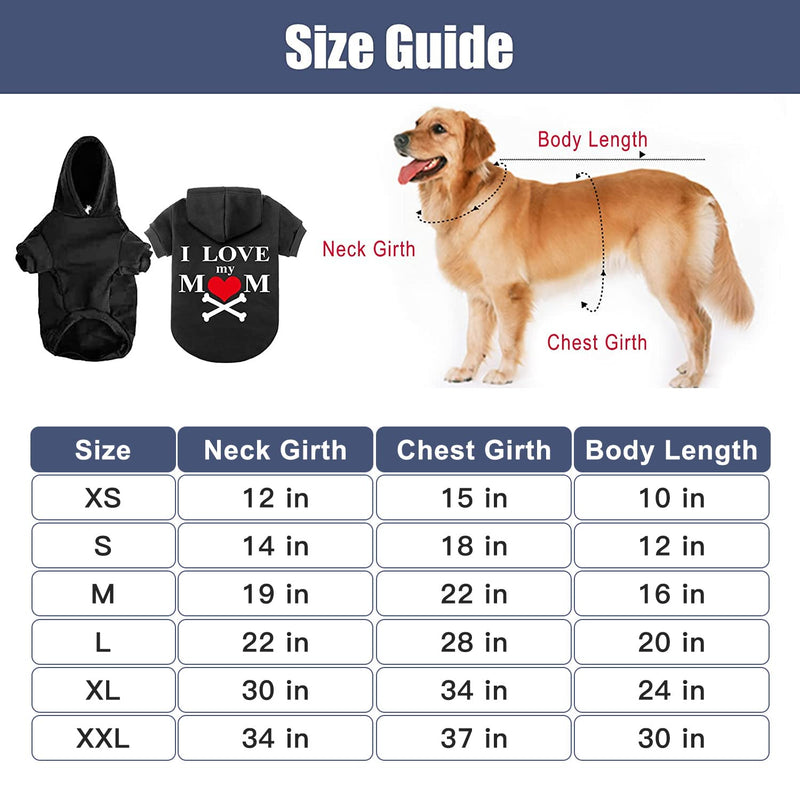 EXPAWLORER Dog Hoodie - Fall Soft and Warm Dog Sweatshirt, Pet Clothes Autumn Winter Coat with “I Love My MOM” Print for Puppy,Cat, Small Medium Large Dogs X-Large - BeesActive Australia