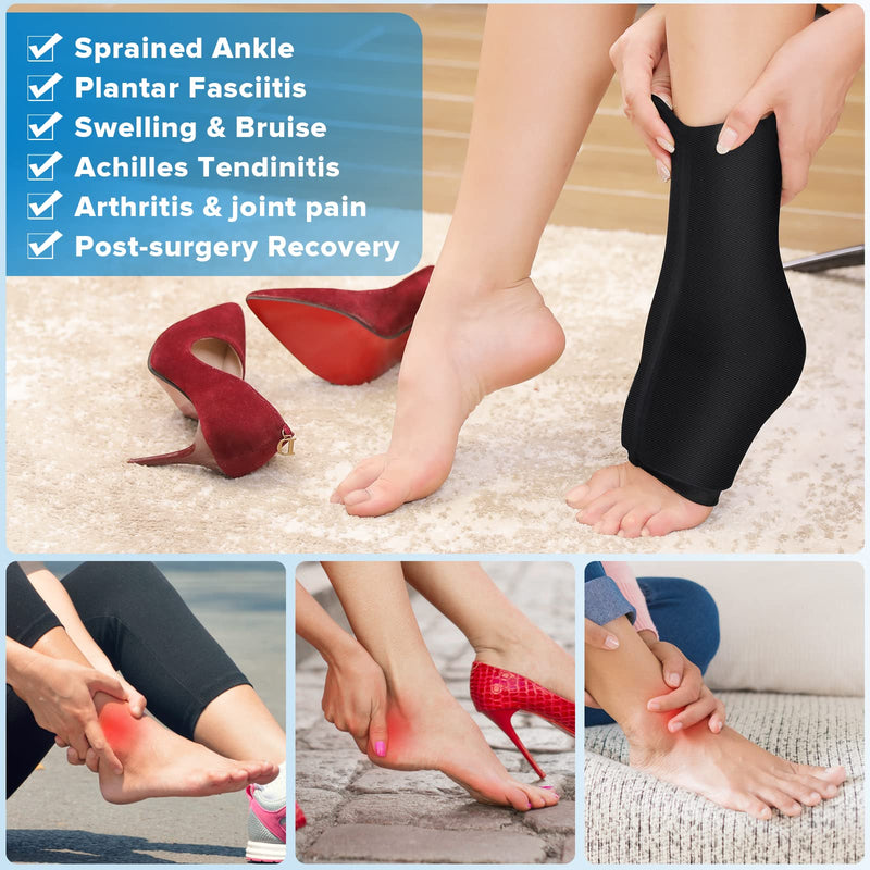 Ankle Foot Ice Pack Wrap for Injuries Reusable Gel Cold Compress Pack and Hot Therapy for Achilles Tendon, Heels, Edema, Arch, Plantar Fasciitis, Sprained, Swelling Recovery Black (Pack of 1, L) Pack of 1 1 Count (Pack of 1) - BeesActive Australia