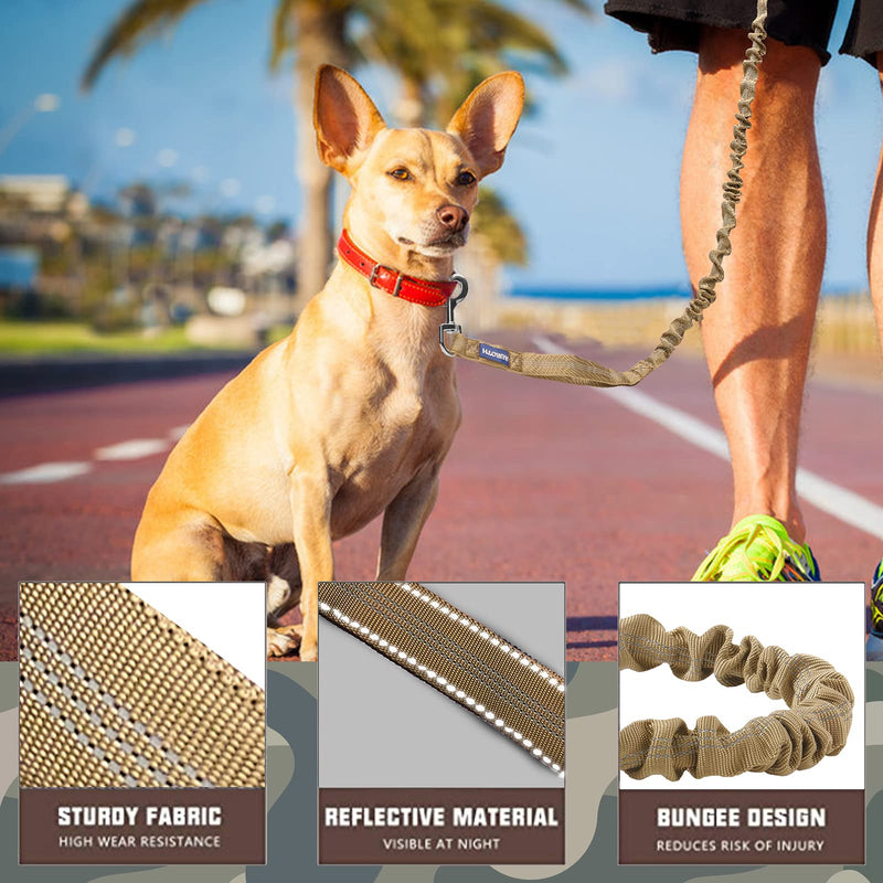 AUROTH Heavy Duty Bungee Dog Leash for Medium Large Breed Dogs, No Pull for Shock Absorption with Car Seat Belt, 2 Padded Handles 4.5FT 6FT Training Dog Leash MAX: 6 FT Army Yellow - BeesActive Australia
