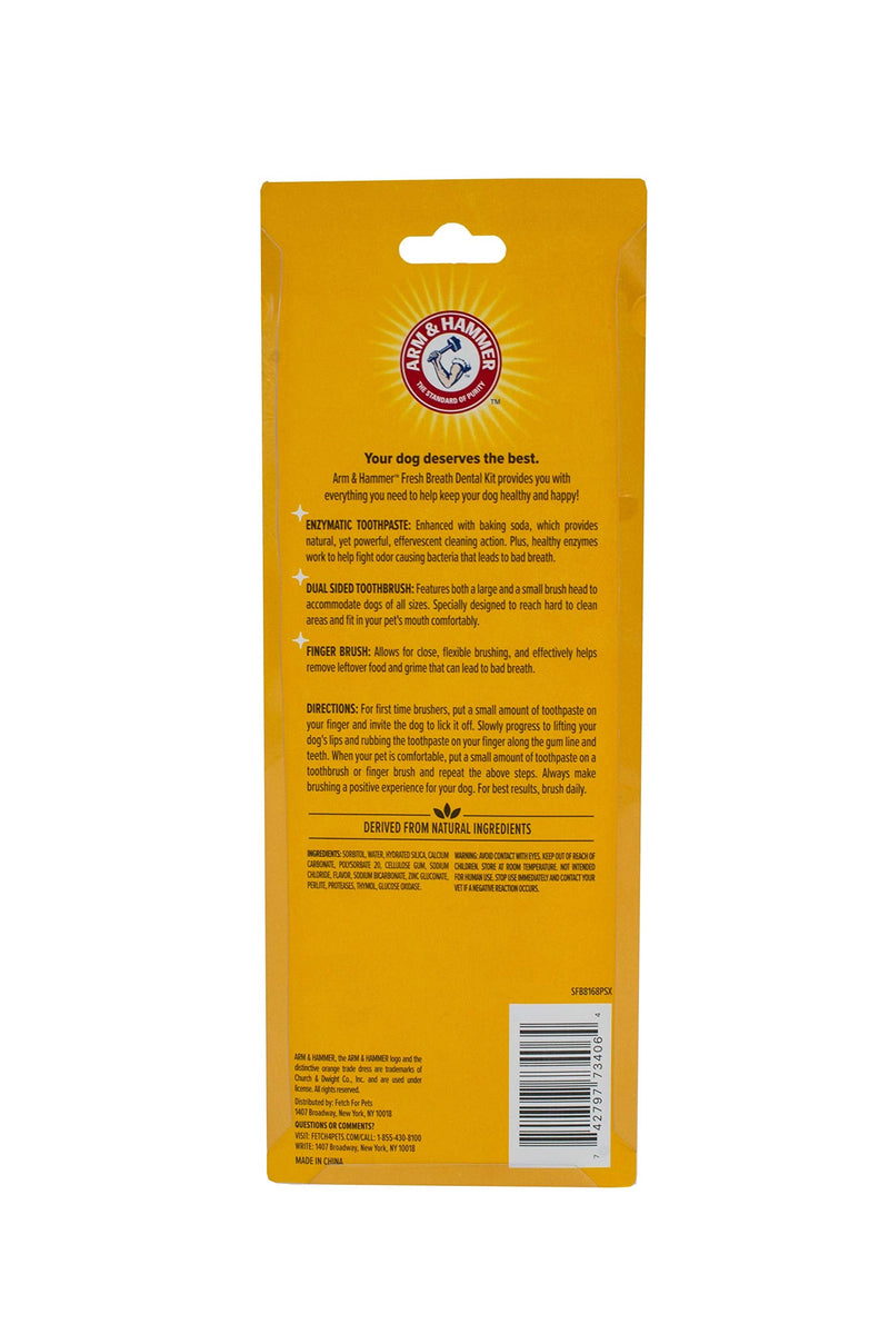 Arm and Hammer Fresh Breath Dental Kit for Pets - Pet Toothbrush and Pet Toothpaste with Baking Soda - Oral Care Dental Kit for Cat and Dog Teeth Cleaning - Toothbrushing Kit for Pets Dogs - Chicken Flavor 1 Pack - BeesActive Australia
