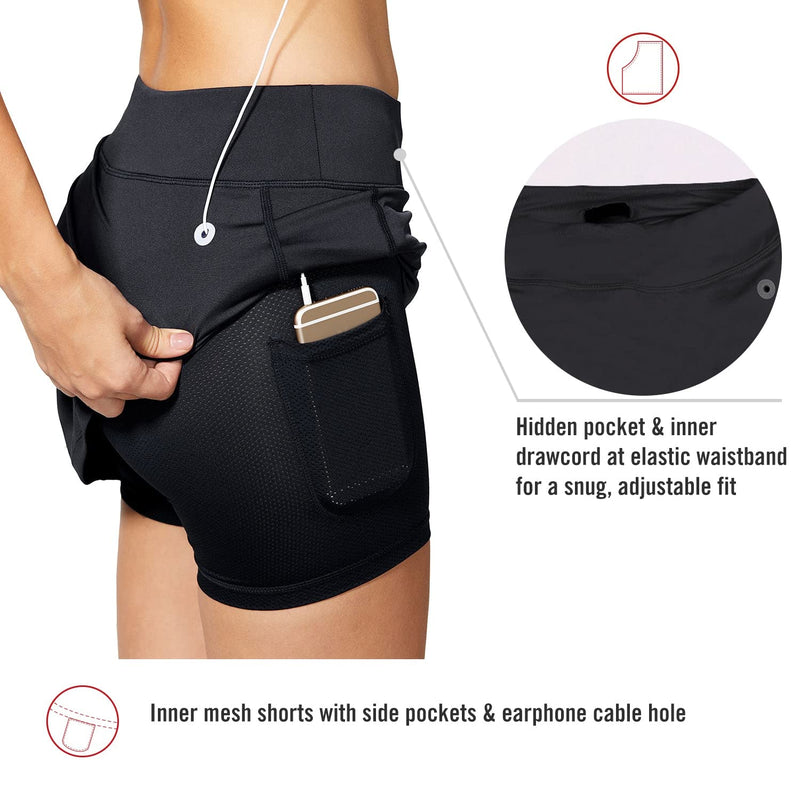 BALEAF Women's Tennis Skirt Golf Skorts Skirts Athletic Skirts with Shorts Pockets Running Workout Sports Black Small - BeesActive Australia