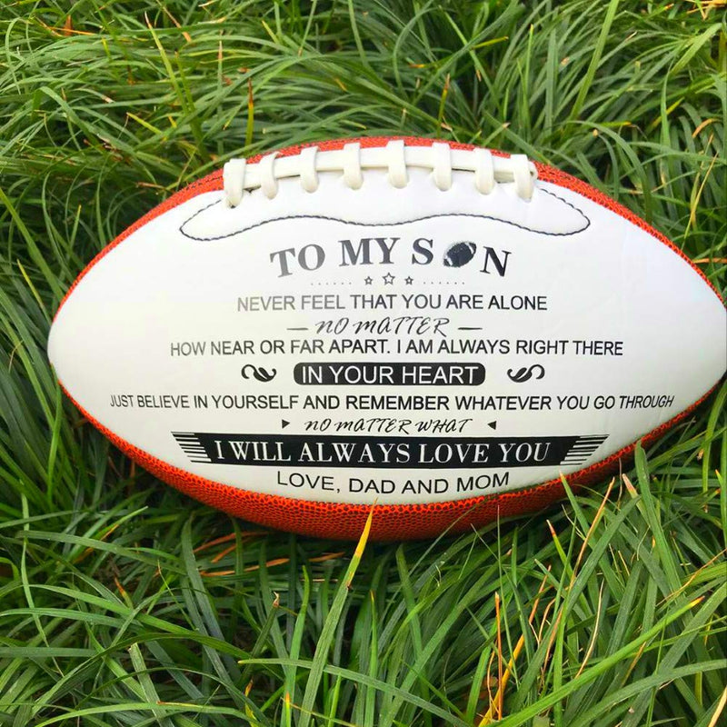 [AUSTRALIA] - wompolle to My Son Love You from Engraved American Football Gift for Your Son Anniversary Birthday Christams Graduation Gift to Fan Quote Mom dad Mom and dad to son 