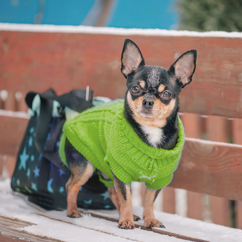 Set of 2 Dog Sweater for Small Dogs, Winter Warm Turtleneck Knitted Chihuahua Sweater, Girl Dog Clothes, Red Cute Pet Knitwear Sweaters Soft Puppy Cold Weather Outfits Doggie Cat Clothing Medium Pink+Green - BeesActive Australia