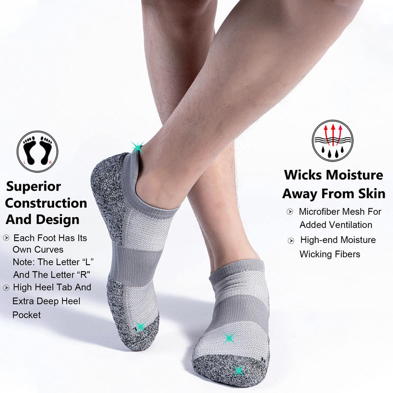 SITOISBE No Show Sports Compression Socks for Men and Women Circulation 4/8 Pack Large Grey (4 Pairs) - BeesActive Australia
