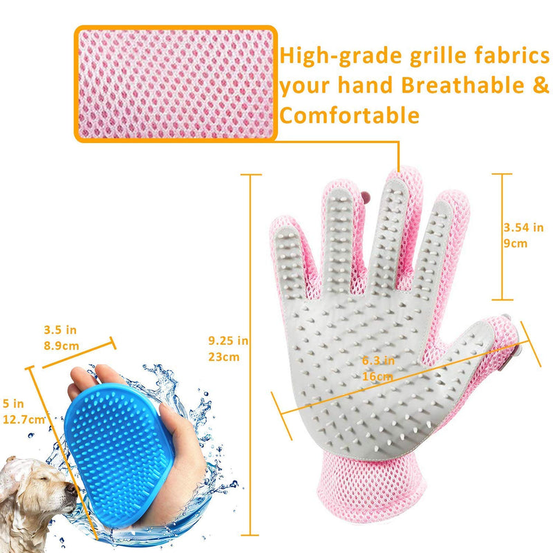 FURBB Pet Grooming Glove - Cat Dog Gentle Deshedding Brush Glove - Efficient Pet Hair Remover Massage Mitt - Enhanced Five Finger Design Perfect for Long Short Fur, Right Hand Pink - BeesActive Australia
