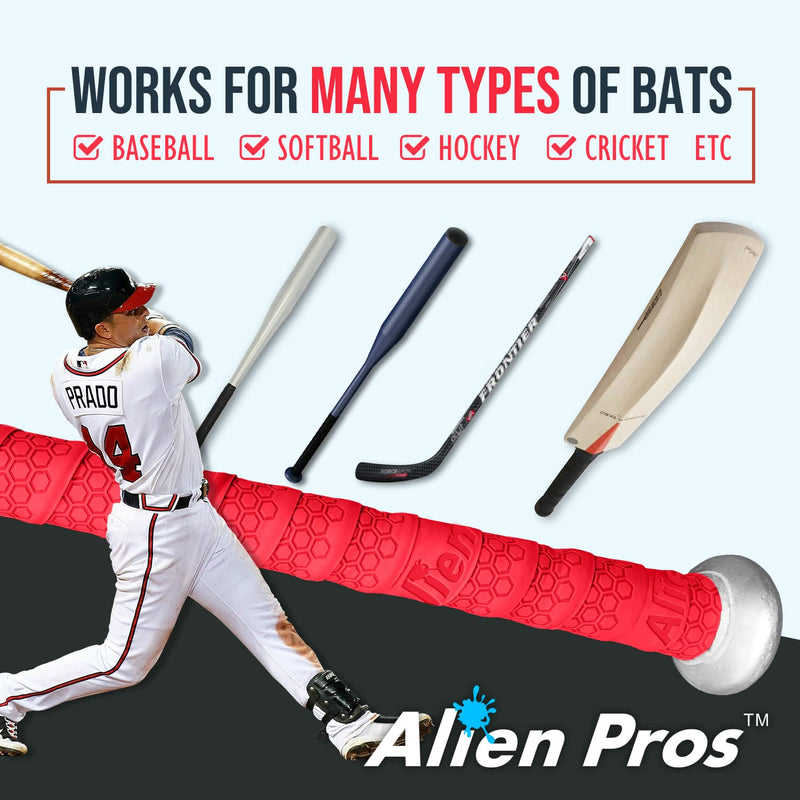 ALIEN PROS Bat Grip Tape for Baseball (2 Grips/4 Grips) – 1.1 mm Precut and Pro Feel Bat Tape – Replacement for Old Baseball bat Grip – Wrap Your Bat for an Epic Home Run (2 Grips/4 Grips) 2-Pack Black - BeesActive Australia