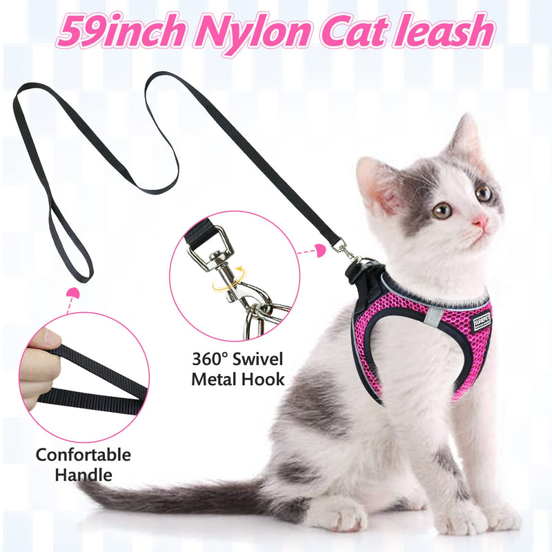 nanappice Cat Harness and Leash for Walking,Escape Proof Saft Adjustable Kitten Vest Harnesses for Cats,Easy Control Soft Breathable Reflective Strips XS Pink - BeesActive Australia