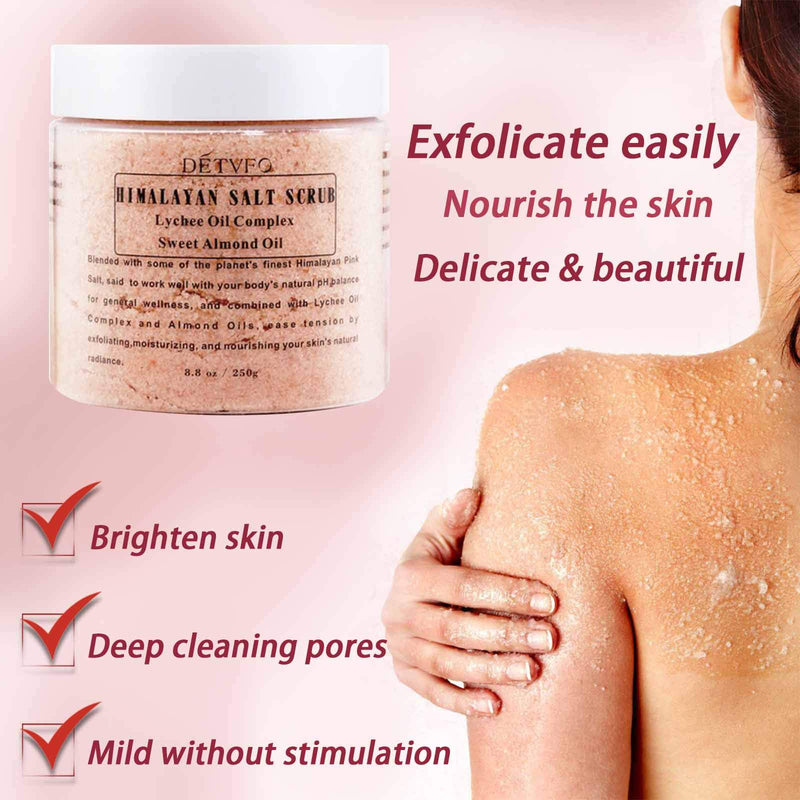 ALINICE Himalayan Salt Body Scrub with Lychee Oil Complex and Sweet Almond oils, Exfoliating Salt Scrub to Exfoliate & Moisturize Skin, Deep Cleansing - 8.8 oz - BeesActive Australia