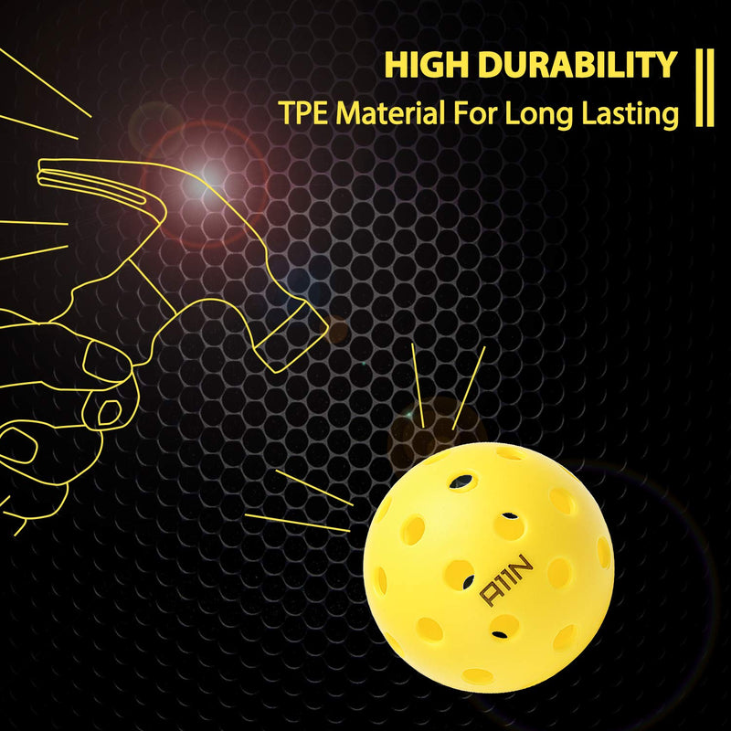 [AUSTRALIA] - A11N Premium 40 Holes Outdoor Pickleball Balls, Durable Ball with Nice Bounce, Special Design for Outdoor Courts (6 &12 Packs Available)- Bright Yellow 12-Pack 