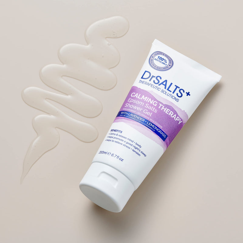 DrSALTS+ Calming Therapy Shower Gel with Epsom Salts, Lavender and Lemongrass Essential Oils, 200 ml - BeesActive Australia