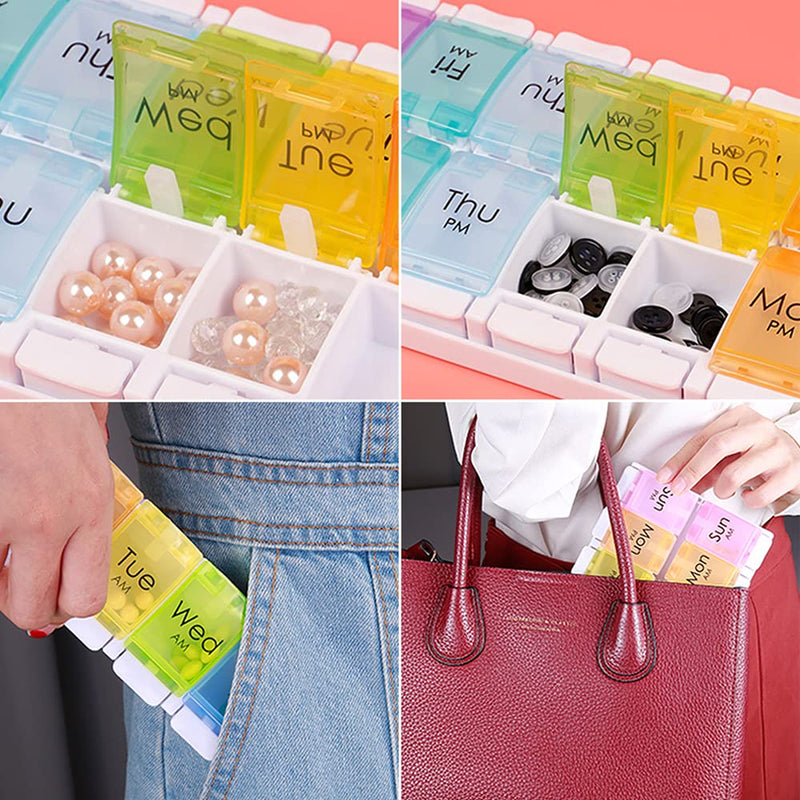 Pill Box Organiser 7 Day Medicine Storage Box, Travel Pill Box for Medication and Supplements - BeesActive Australia