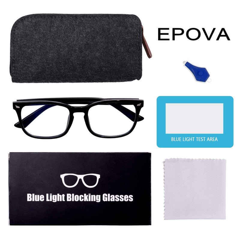 Epova TR90 Blue Light Blocking Glasses for Women and Men - Lightweight Computer/Reading/Gaming/TV/Phones Glasses - Anti Eyestrain & UV Glare, Classic Square Eyeglasses Frame with Case, Transparent - BeesActive Australia