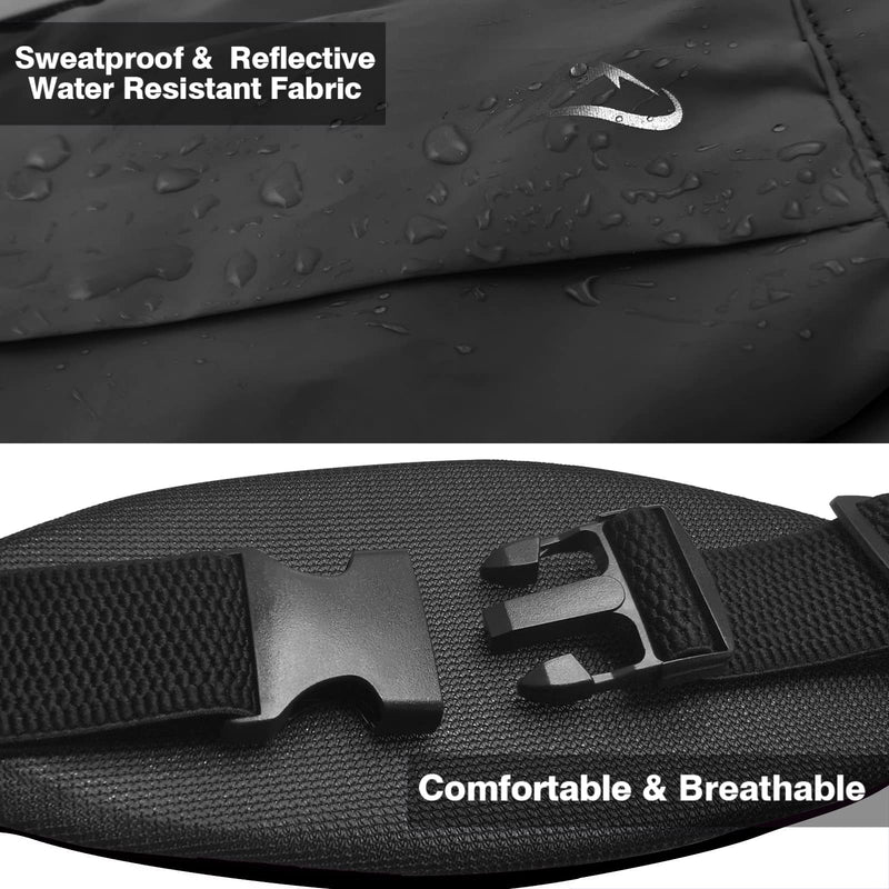 UPTARD Running Belt, Running Fanny Pack Women, Whole Bag Reflective, Running Belt for Men, Running Fanny Pack, Runners Belt, Phone Holder for Running, Running Belt for Women, Running Waist Belt(black) black - BeesActive Australia