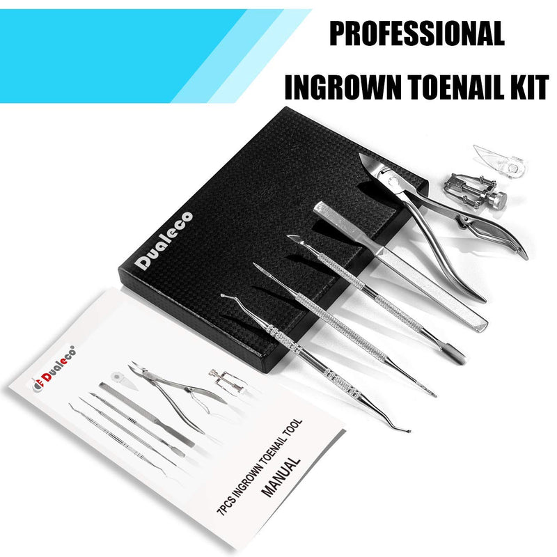 Ingrown Toenail Tool Kit (7PCS), Professional Toe Nail Clipper Set for Ingrown & Thick Nail, Stainless Steel Ingrown Toenail Kit, Surgery Grade Manicure Pedicure Tool By Dualeco Silver - BeesActive Australia