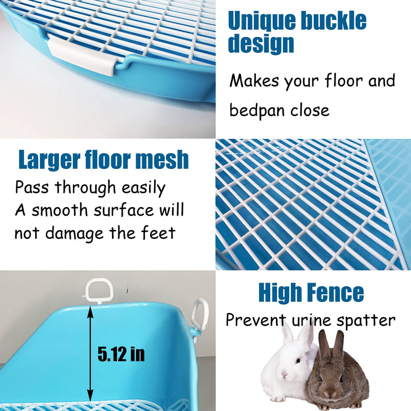 kathson Large Triangle Rabbit Corner Litter Box Bunny Toilet Pet Potty Trainer Guinea Pig Litter Bedding Pan for Adult Rabbits,Chinchillas, Guinea Pigs, Ferrets Blue - BeesActive Australia