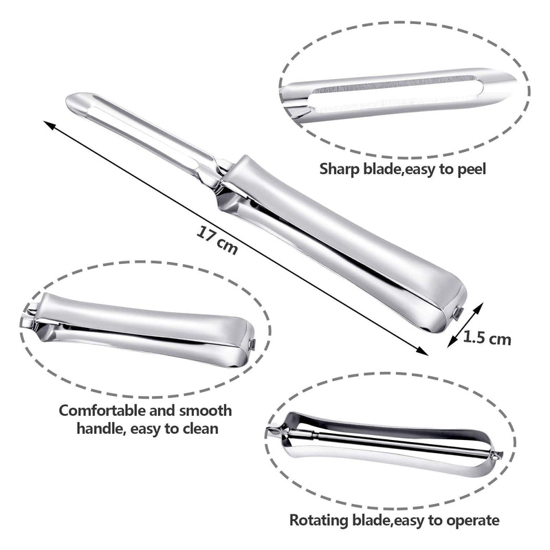 Stainless Steel Peeler Kitchen Vegetable Peeler Fruit Vegetable Peeler Rotary Peeler for Home Kitchen Carrots Potatoes Peeling Tools(5 Pieces) 5 - BeesActive Australia