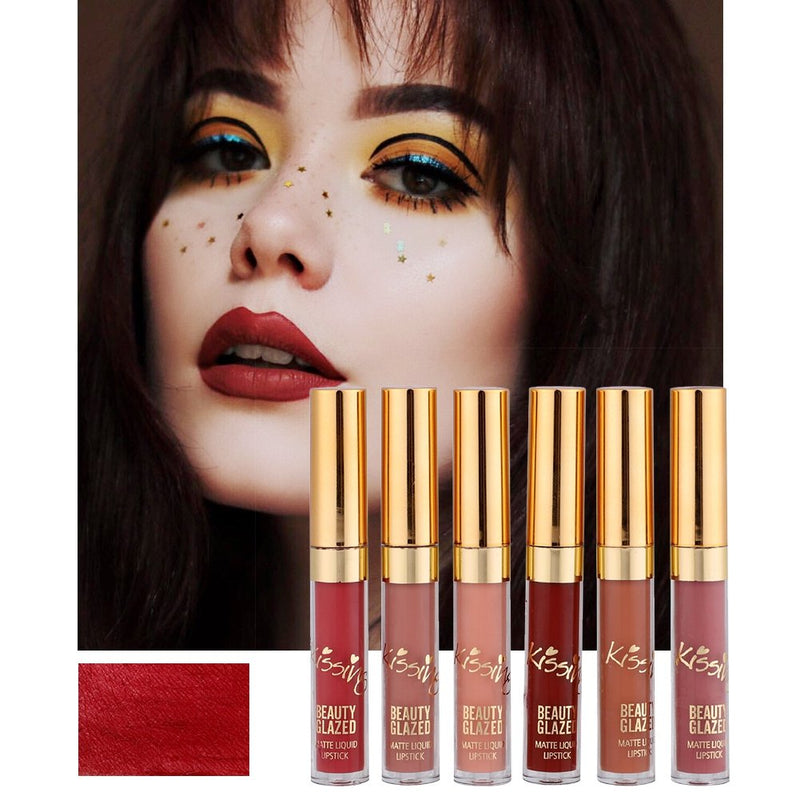 Shouhengda Liquid Lipstick Lipgloss set Matte Lipgloss Long-lasting Lip Gloss Waterproof Nude Lip Tint Lipsticks Lipstick Kit 6Pcs/set (A Style) A Style - BeesActive Australia