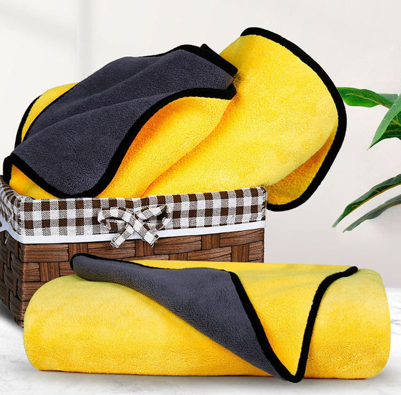 Kwispel Dog Bath Towel - Super Absorbent Microfiber Dog Towel for Small Medium Large Dogs and Cats, Yellow & Grey - BeesActive Australia