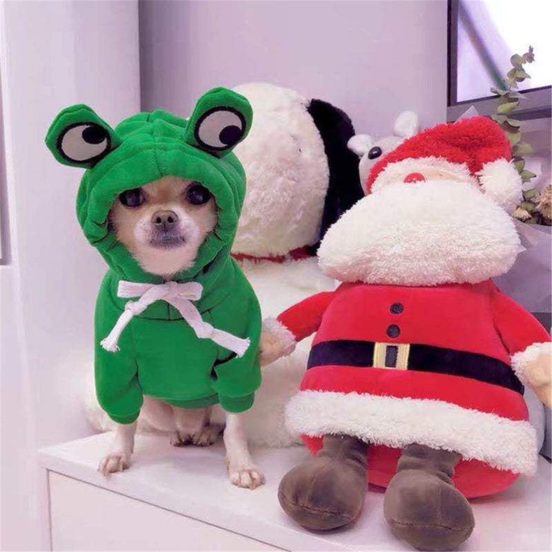 Frieyss Cute Green Dog Hoodie Clothes Costume Dog Fleece Sweater for Dogs Puppy Coat Dog Warm Clothe X-Large - BeesActive Australia