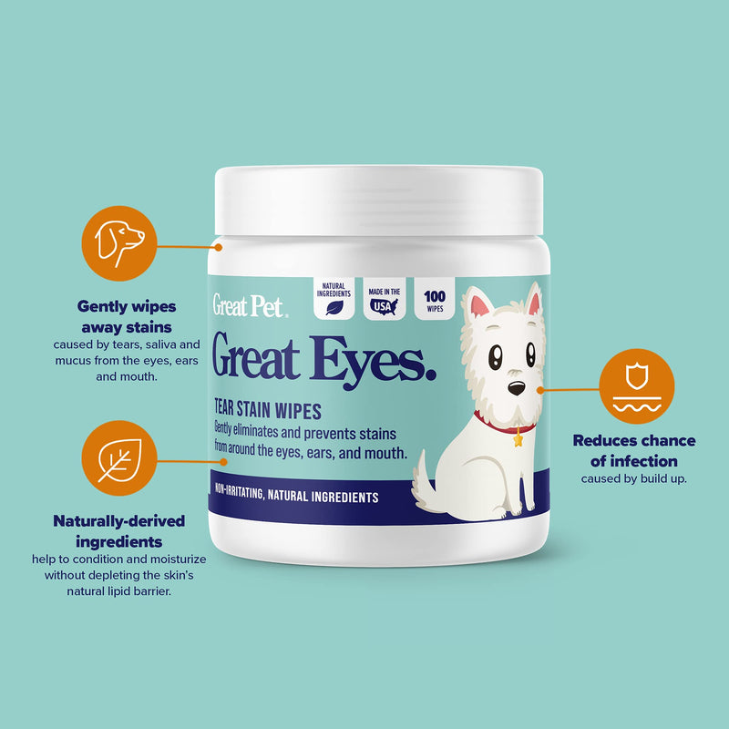Great Pets - Body Wipes & Eye Tear Stain Remover Wipes for Dogs & Cats - Wash & Clean Eyes, Paws, Skin & Coat, Butt, Excess Hair Waterless Without Soap Eye Wipes - BeesActive Australia