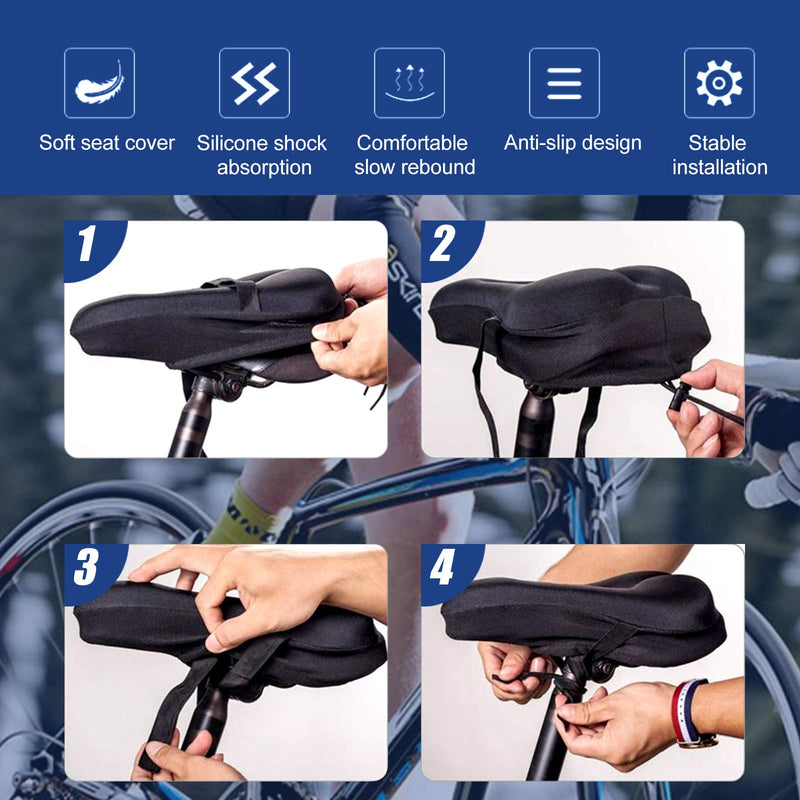 Gel Bike Seat Cushion, Comfortable and Soft Bicycle Seat Pad Cover for spinning bikes Fits narrow saddle , Universal Comfort Exercise padded Seat cover with Waterproof Cover for Women Men B - BeesActive Australia